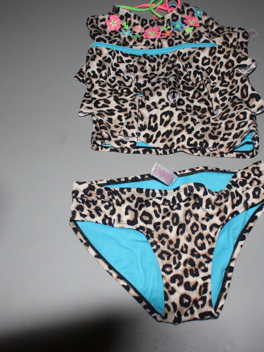 Brown & Blue 2 Pcs Justice Swimsuit Size 10